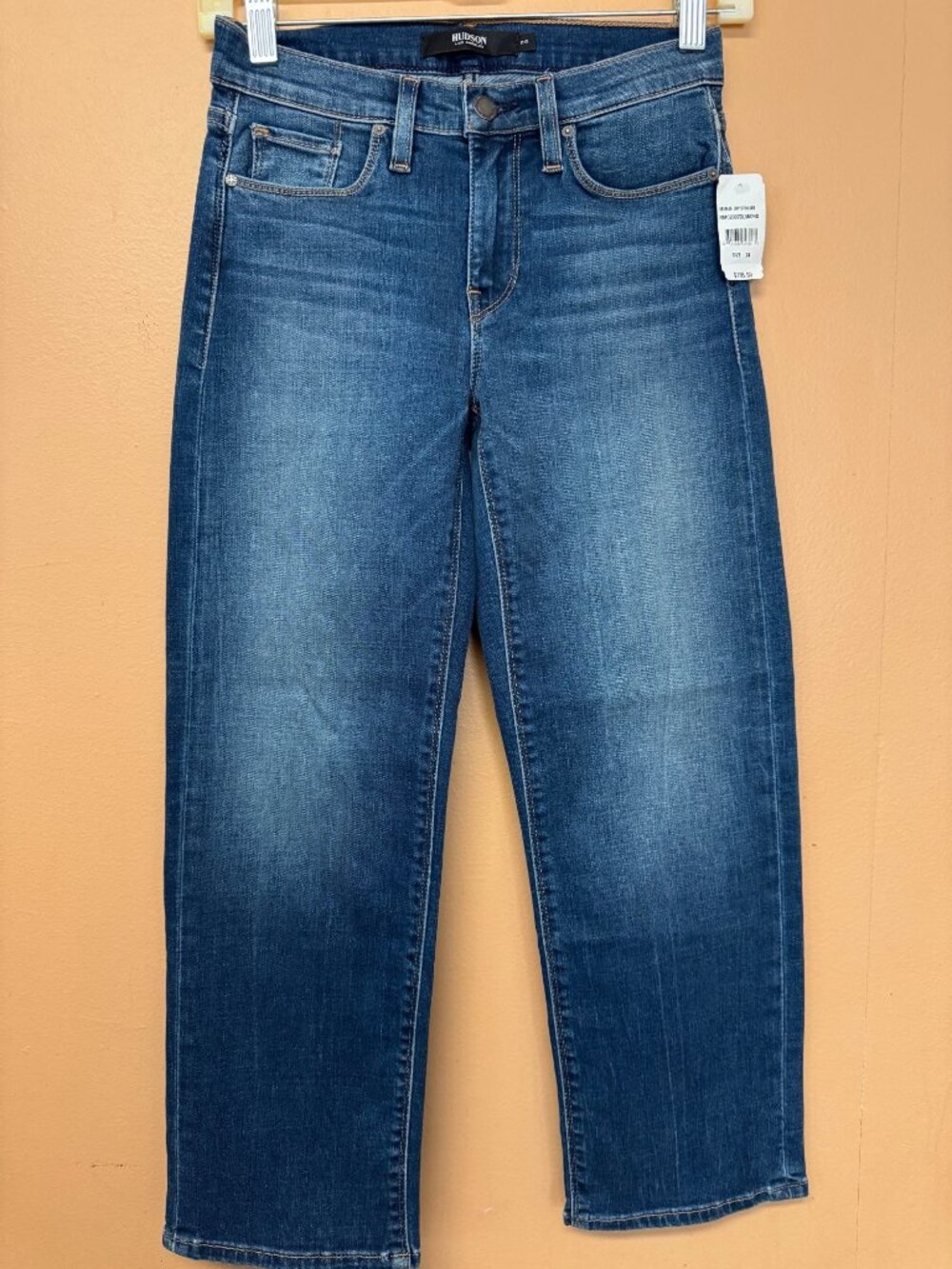 Hudson Stella Mid Rise Crop Straight Jeans Size 24 Bond Wash Blue NWT